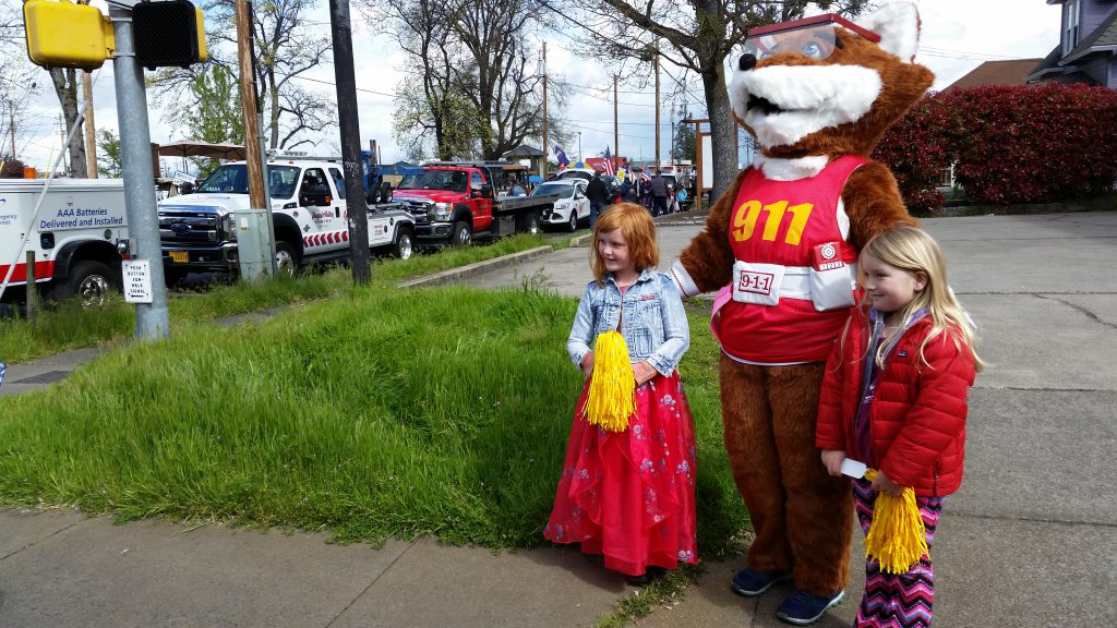 Red E Fox visits with some friends at the Pear Blossom